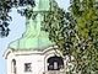 the tower behind the trees, converted JPG file, zoomed in 4x