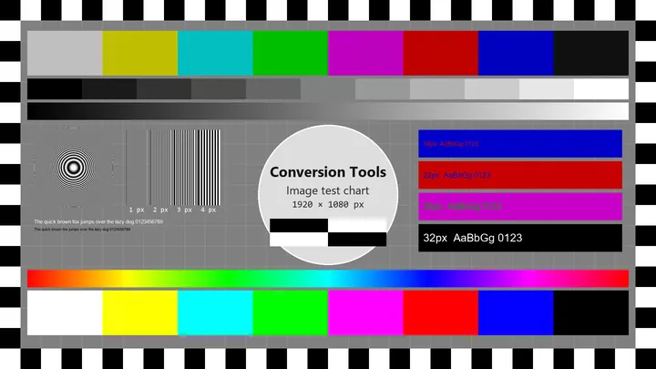 Test chart, original JPEG XL file (scaled-down preview)