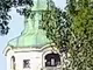 the tower behind the trees, converted HEIC file, zoomed in 4x