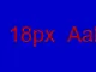 red 18 px text on blue, converted PNG file, zoomed in 4x